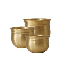Serene Spaces Living Brass Hammered Flower Bowl, Sold as KIT-1 S, 1 M & 1 L