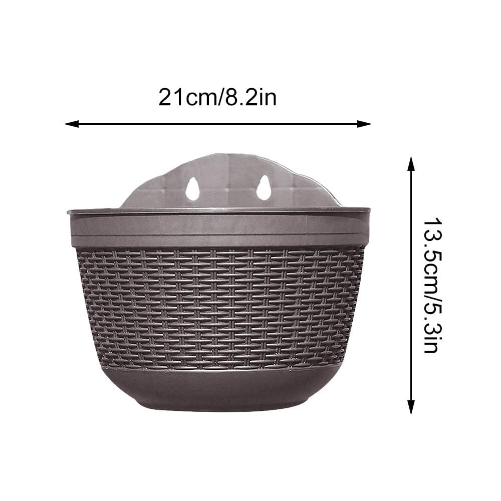 Set of 2 Pcs Hanging Planters Outdoor Hanging Basket Plastic Flower Pot Plants Holder Hanger for Balcony Fence Wall Mounted