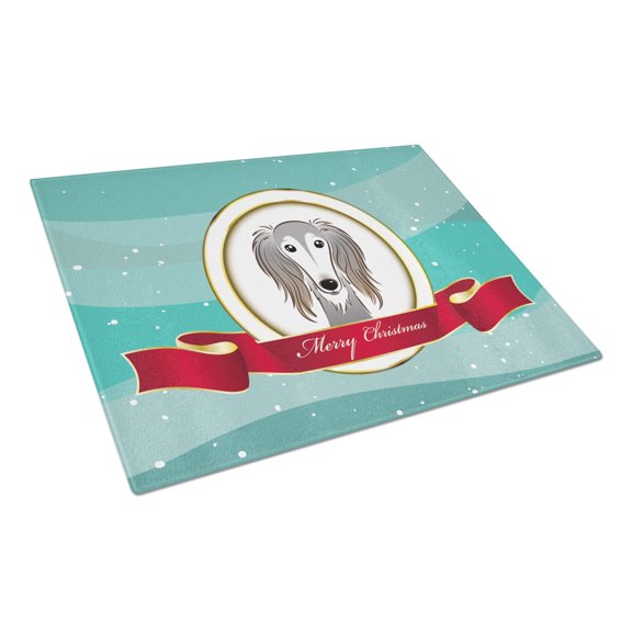 Caroline's Treasures Saluki Merry Christmas Glass Cutting Board Large