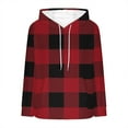 thumbnail image 4 of MELDVDIB Womens Plaid Hoodies Fall Winter Long Sleeve Oversized Pullover Hooded Sweatshirt Daily Outdoor Activities Outfits Tops with Pocket Red M, 4 of 5