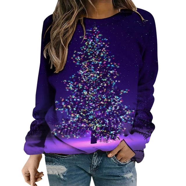 Sudadera para Mujer Cuello Redondo Sudaderas Moda Estampado Manga Larga Cómodo Transpirable Odeerbi ODB-5