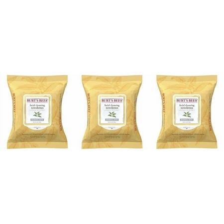 Burt's Bees Facial Cleansing Towelettes with White Tea Extract 30 ea (Pack of 3)