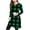 A01-Green, variant on Womens Long Sleeve Tunic Dress Plaid Pleated Front Swing Sweater Dress Relaxed Fit Round Neck Mini Dress with Pockets