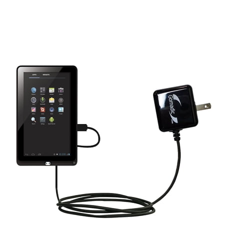 Gomadic Intelligent Compact AC Home Wall Charger suitable for the Coby Kyros MID 1042 - High output power with a convenient, foldable plug design - Us