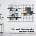 thumbnail image 3 of 6 PCS Gridwall Shelves with Metal Brackets, 15.7 x 6 Inches Wooden Grid Wall Board with Metal Brackets, Grid Wall Organizer, Heavy Duty Gridwall Accessories for Living Room Garage Tool Room, 3 of 6