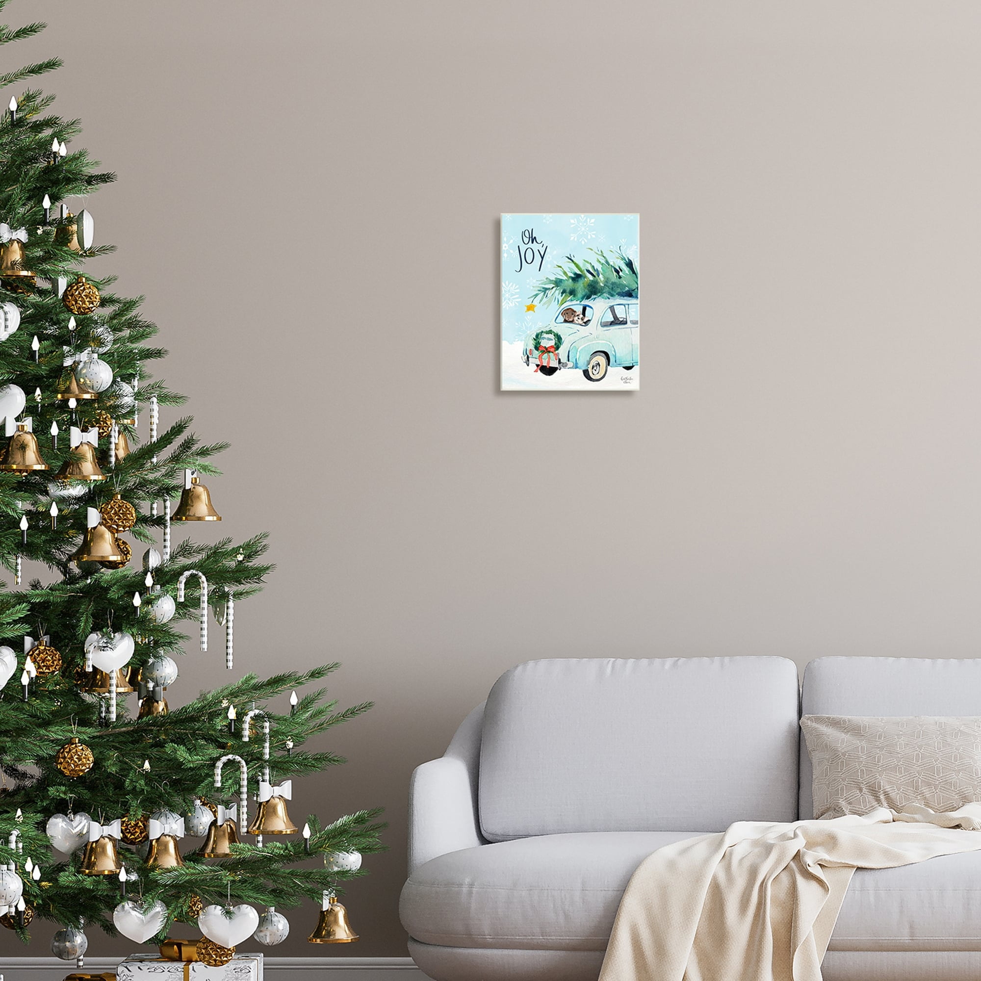 Stupell Industries Oh Joy Endearing Winter Calligraphy Puppies Scene Graphic Art Unframed Art Print Wall Art, Design by Heatherlee Chan