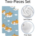 thumbnail image 2 of GZHJMY Fingertip Hand Towels, 2 Pack Pcs Cute Sleeping Foxes Clouds and Stars Absorbent Face Bath Towels for Bathroom Kitchen, 30"x15", 2 of 6