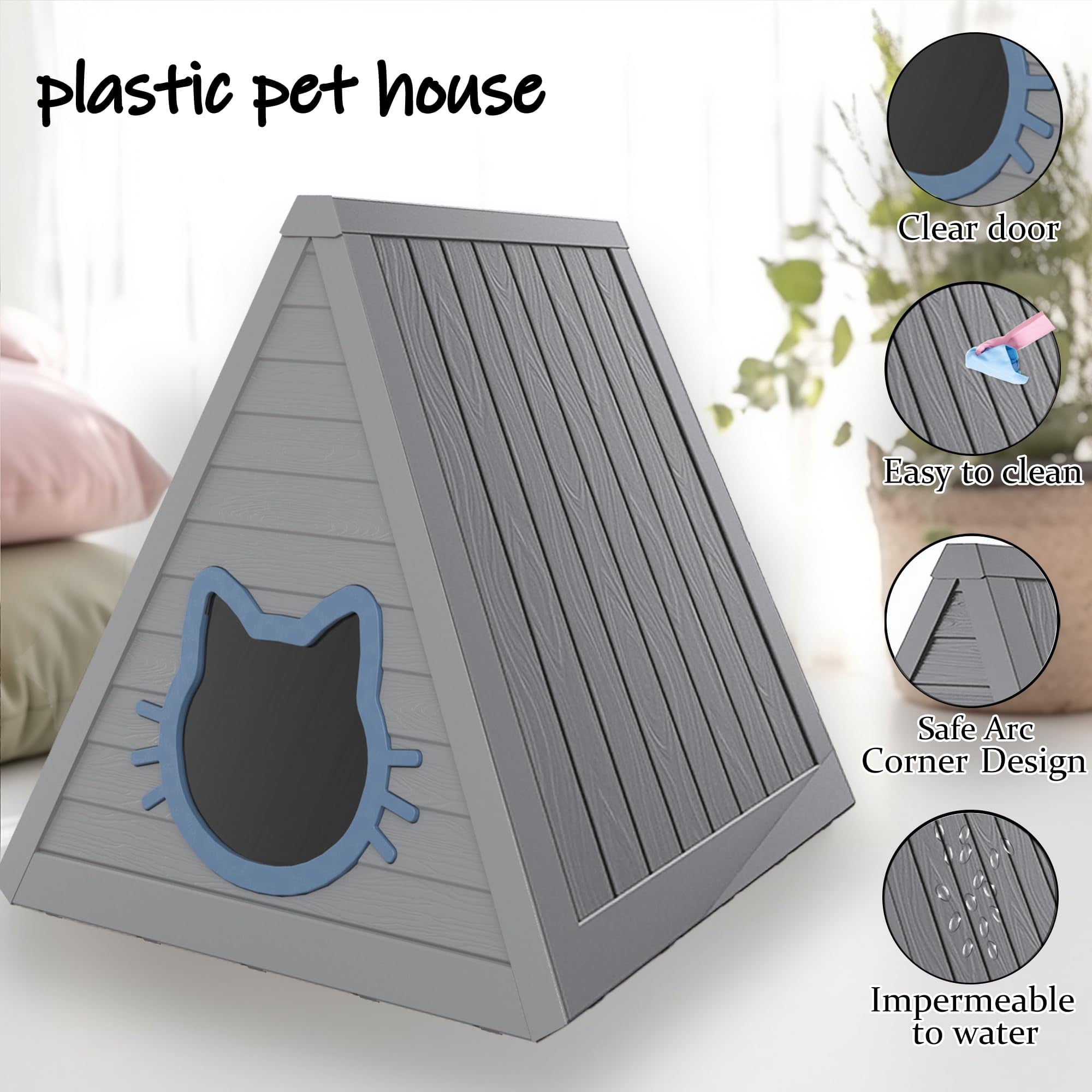 Cat House for Indoor & Outdoor Use - Spacious Weatherproof Shelter for Cats, Feral Cats - Easy to Install & Clean - Ideal for Home, Balcony (23.82 * 25.59 * 25.67 Inches)