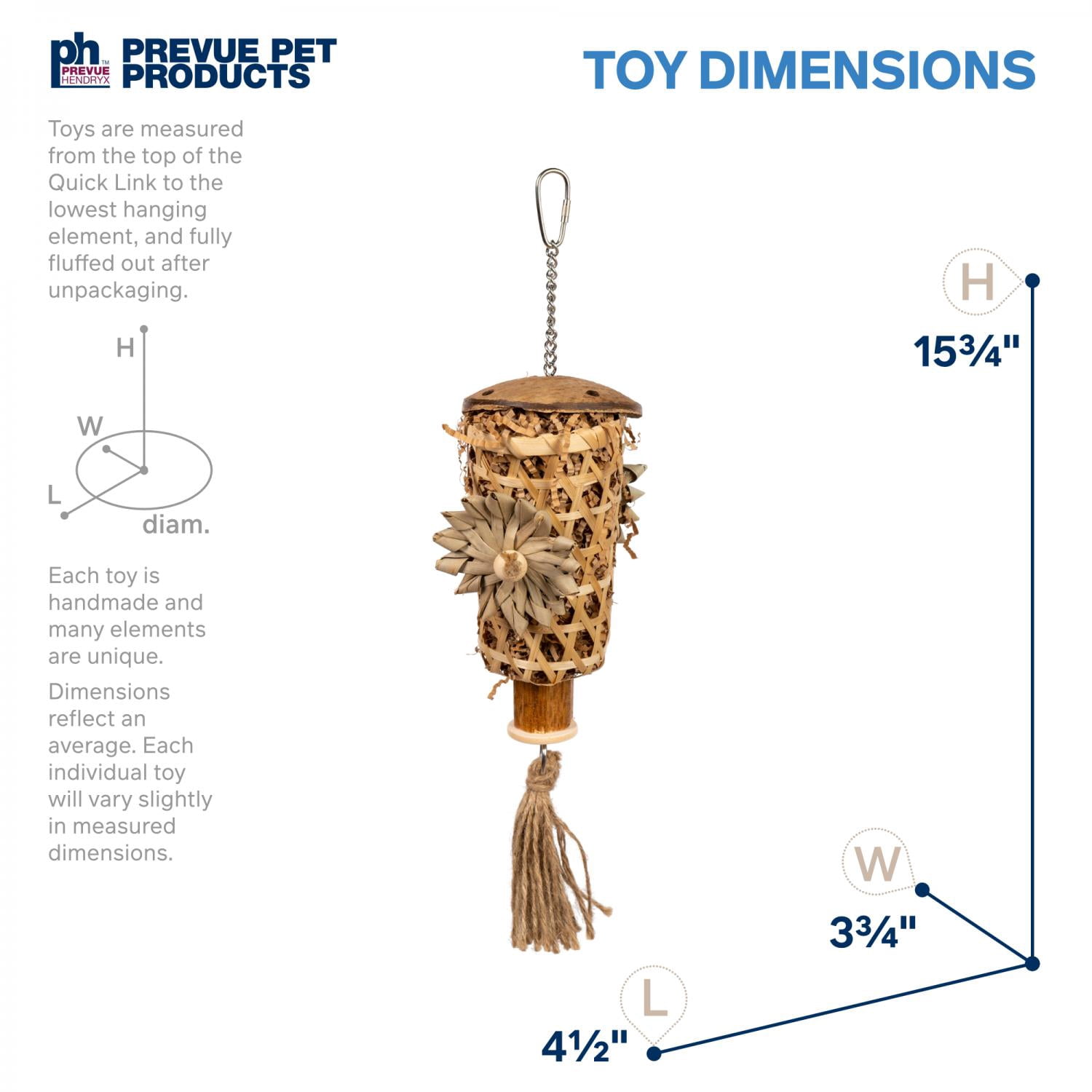 Prevue Pet Products Naturals Forage & Engage Plucky Pyramid Bird Toy