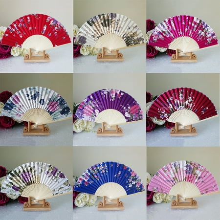 

Xunyuan Classical Folding Hand Held Flower Pattern Fan Pocket Wood Fan Desk Decor Gift