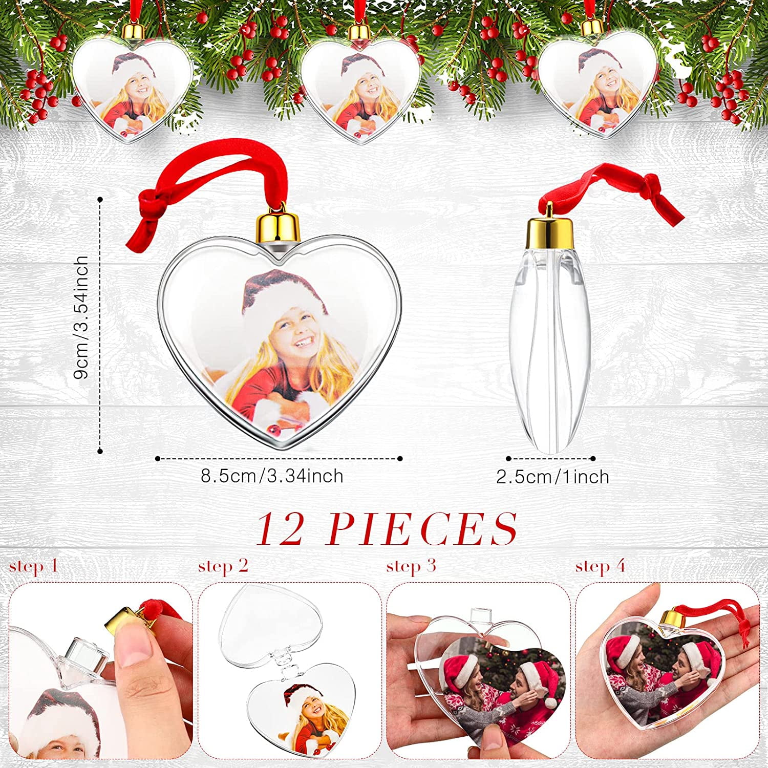  Hotop 12 Pcs Photo Ornament Ball Christmas Sublimation Blanks  Photo Frame Ornaments Christmas Tree Hanging Photo Ball Decoration DIY  Plastic Photo Baubles for Christmas Valentine's Day Decor(Star) : Home &  Kitchen