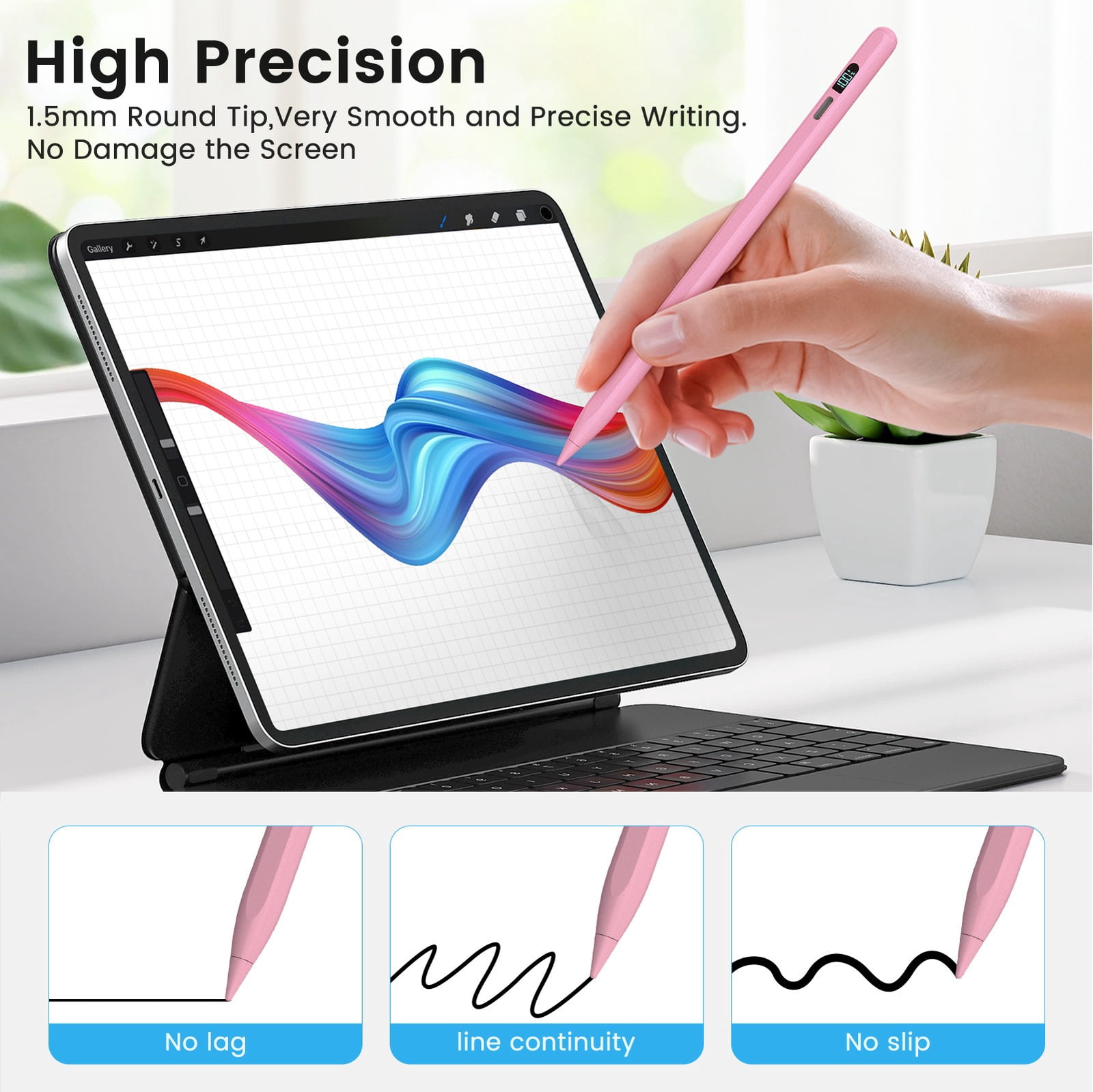 Stylus Pen for iPad 2018-2025, Apple iPad Pens 10th&9th Generation with LED Battery Display, Palm Rejection, Fast USB-C Charging, No Bluetooth, Compatible with iPad Pro Air Mini