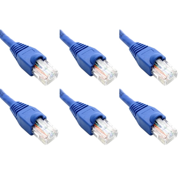 Ultra Spec Cables Pack of 6 - Blue 2FT Cat6 Ethernet Network Cable LAN Internet Patch Cord RJ45 Gigabit