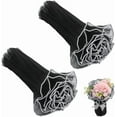 thumbnail image 1 of Envolturas de organza con borde perlado y volantes para flores, papel de malla para ramos, envoltorios de red ondulados translúcidos y arrugados, suministros de floristería, 8 yardas, 1 of 9