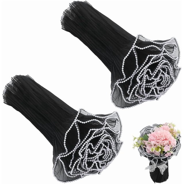 Envolturas de organza con borde perlado y volantes para flores, papel de malla para ramos, envoltorios de red ondulados translúcidos y arrugados, suministros de floristería, 8 yardas