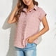 thumbnail image 4 of Blusa superior de la camisa de la rebeca del botón de la manga corta de la gasa del verano de la manera atractiva ocasional de las mujeres Pompotops qwe20646, 4 of 9