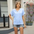 thumbnail image 4 of Yesfashion Womens Spring and Summer T-shirts V Neck Short Sleeve Buttons Tops Tee Loose Fit Blouse, 4 of 8