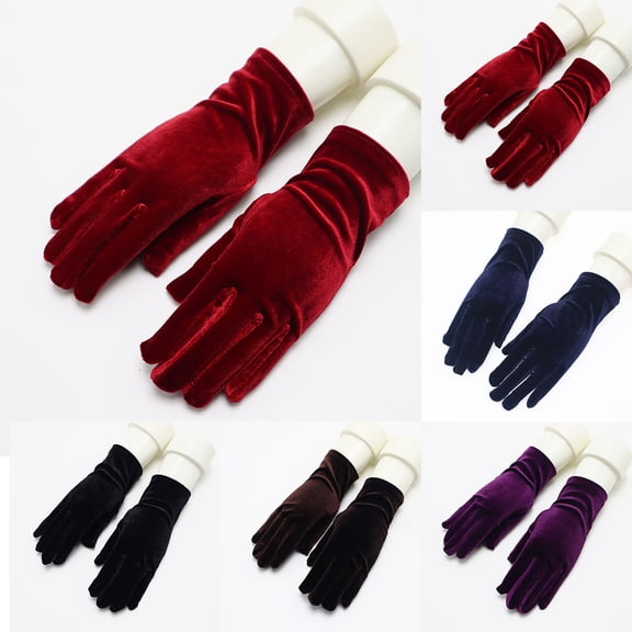 Lovzfmll Women's Winter Gloves, Velvet Fleece Lined Flat Cuff, Solid Color Cold Proof Handwear for Everyday Wear, Soft Touch, Wine