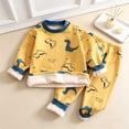 thumbnail image 4 of ITSAME Boys Outfit 2-Piece Long Sleeve Crewneck Fleece-Lined Top and Pants Kids Warm Comfy Set Yellow Size 6, 4 of 6