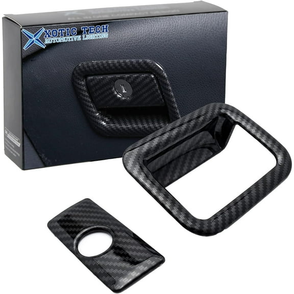 Xotic Tech Glove Storage Box Handle Cover Trim Right Passenger Side, Carbon Fiber Pattern, Compatible with Camry 2018-2024