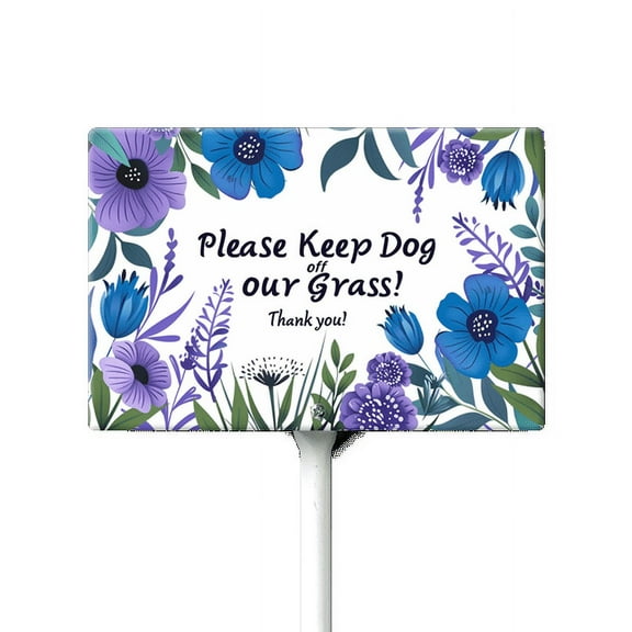 Eveokoki Please Keep Dog Off Our Grass! Thank You! Sign, 12" x8" Stay Off Grass Aluminum Signs with Metal Stakes,UV Protected,Weatherproof,Fade Resistant,Easy to Mount