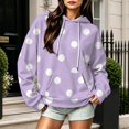thumbnail image 2 of Norvella Womens Polka Dot Waffle Hoodie 3/4 Sleeve Drawstring Hood Kangaroo Pocket Relaxed Fit Pullover Sweatshirt Casual Top, 2 of 5