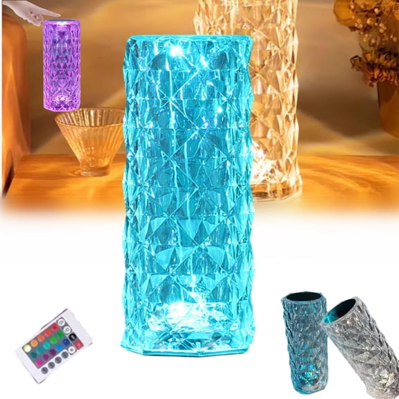 KDITJPLO Crystal Table Lamp with 16 Color Touch Control Rechargeable LED Night Light Portable Desk Lamp for Bedroom Living Room Office