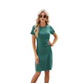 thumbnail image 3 of Women'S Short Sleeve Ruched Casual Sundress Midi Bodycon T Shirt Dress Dark green XL, 3 of 9