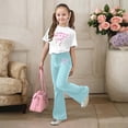 thumbnail image 2 of XIYON Cute Clothes For Girls Stylish Girls Casual Outfit Flared Pants With Short Sleeve Top Comfortable Playwear 2 Piece Summer 10-11 Years, 2 of 4