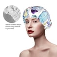 thumbnail image 4 of Balery Cactus Shower Caps, Double Layer Waterproof Shower Cap, Double Layers Reusable Shower Cap With Soft Comfortable For Long Thick Hair Soft Bath Shower Hair Caps, 4 of 9