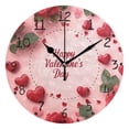 thumbnail image 4 of Roses Hearts Happy Valentine's Day Round Wall Clock Silent Analog Battery Operated Gold Pointer Home Decor 9.84" Diameter, 4 of 11