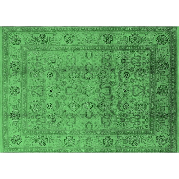 Ahgly Company Indoor Rectangle Oriental Emerald Green Industrial Area Rugs, 5' x 7'