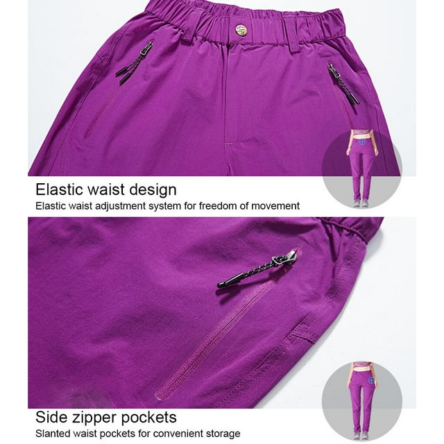 Pantalon de Randonnée pour Femmes Séchage Rapide Camping Randonnée Mince Anti-Rayures Imperméable Élastique Anti-Rayures Bas pour Course Noir 2TG