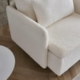 thumbnail image 6 of Teddy Fabric Accent Chair, Upholstered Single Sofa Chair with Pillow, Furry Armchair with Slim Armrest and Padded Cushions, Reading Chair Club Chair for Living Room Bedroom Office, White, 6 of 7