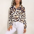 thumbnail image 3 of Animal Print, Leopard Texture Long Sleeve Blouse Woman Streetwear Casual Shirts Summer Oversize Woman Streetwear Clothing Birthday Present, 3 of 7
