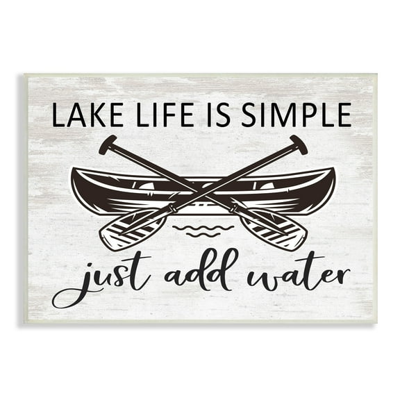 Stupell Industries Lake Life Canoe Ores Rustic Cabin Typography Graphic Art Unframed Art Print Wall Art, Design by Lettered and Lined