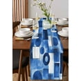 thumbnail image 4 of Geometric Blue Table Runner Cotton Linen 90 Inch Holiday Dresser Scarves, Middle Century Vintage Art Aesthetic Tablerunner for Kitchen Coffee Dining Bedroom Living Room Dinner Scarf Décor 13''x90'', 4 of 9
