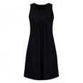 thumbnail image 4 of Nightgowns for Women Summer Crewneck Pleated Sleeveless Pajama Dress Womens Casual Solid Round Neck Relaxed Fits Lightweight Loungewear Sleepwear Night Dress, 4 of 9