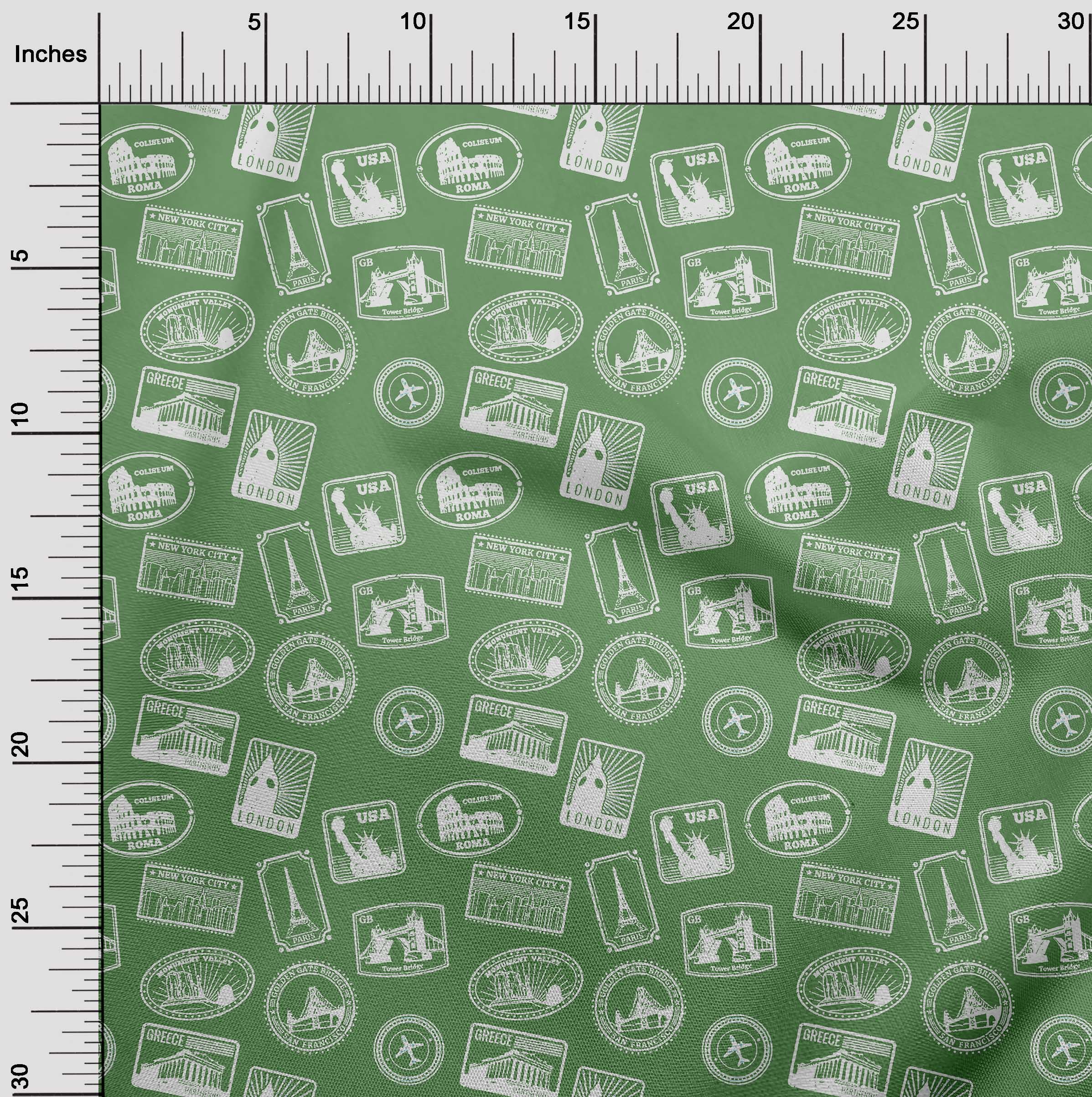 oneOone Polyester Lycra Forest Green Fabric Travel Diy Clothing Quilting Fabric Print Fabric By Yard 56 Inch Wide