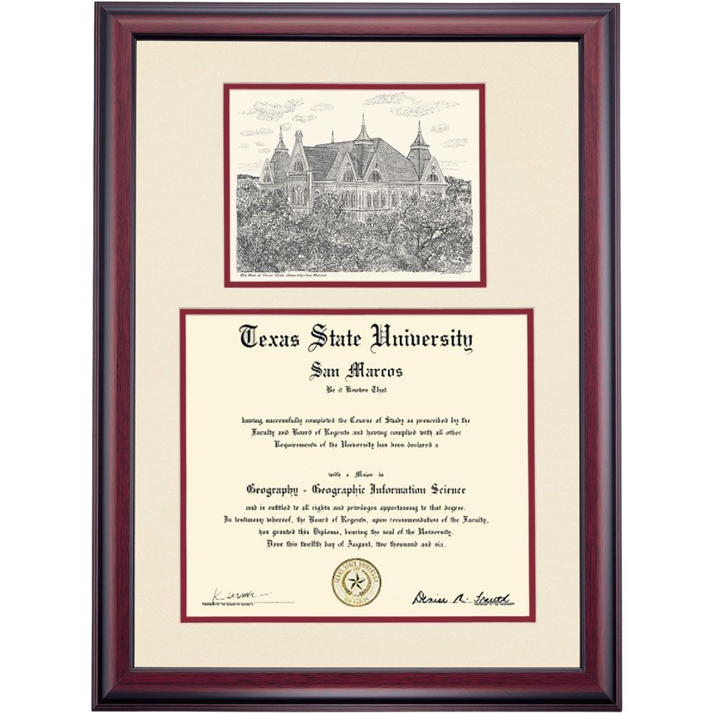 OCM Diploma Frame Texas State University Bobcat Displays Diploma