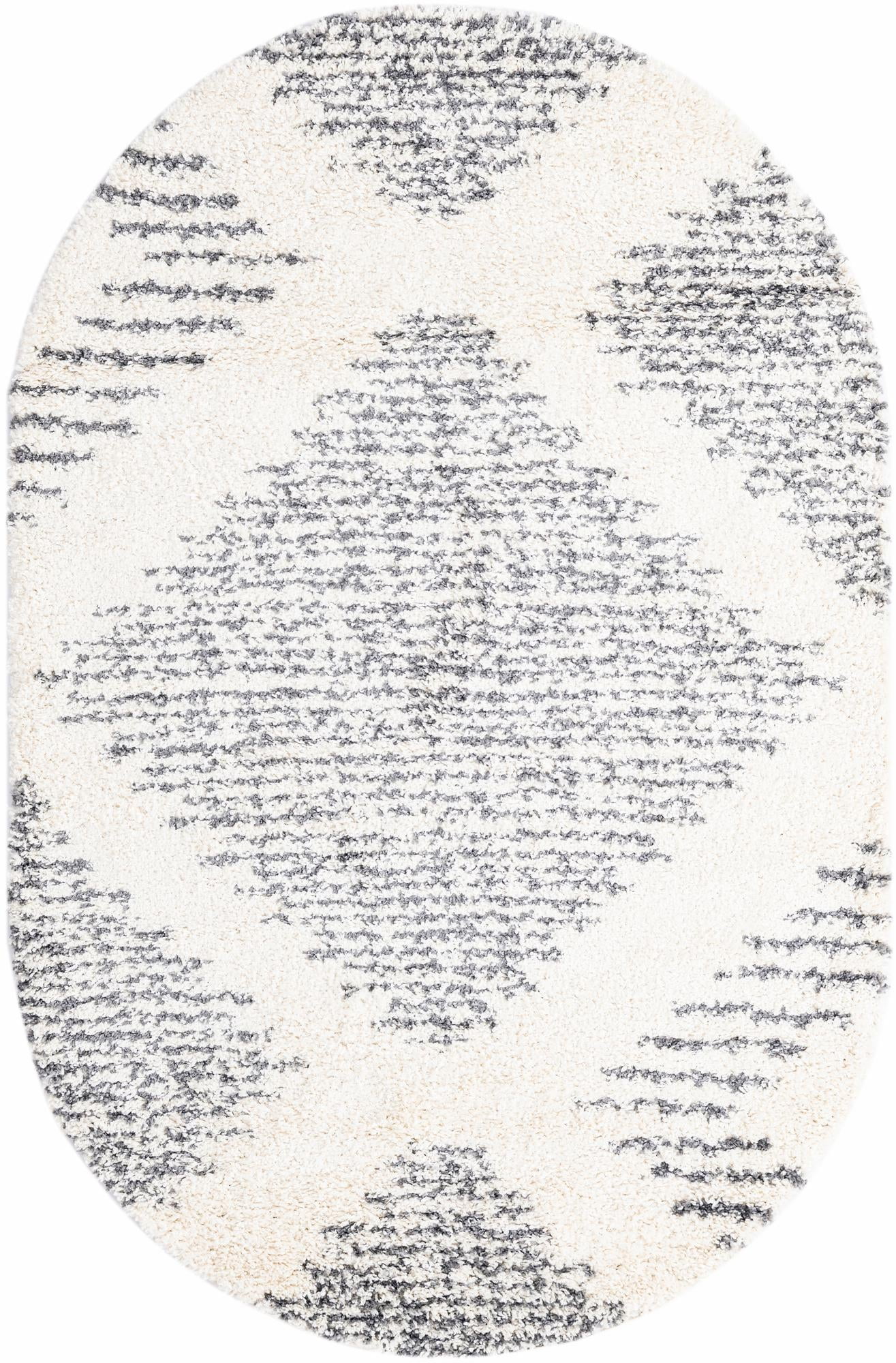 Serenity Shag Collection Rug 5' x 8' Oval White Shag Rug