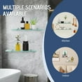 thumbnail image 5 of 2 Pieces Glass Shelves, Glass Floating Shelves for Room Decor, Glass Shelf for Bathroom, Wall Mount Floating Glass Shelves, Stainless Steel Glass Shelf for Kitchen Storage, 5 of 7