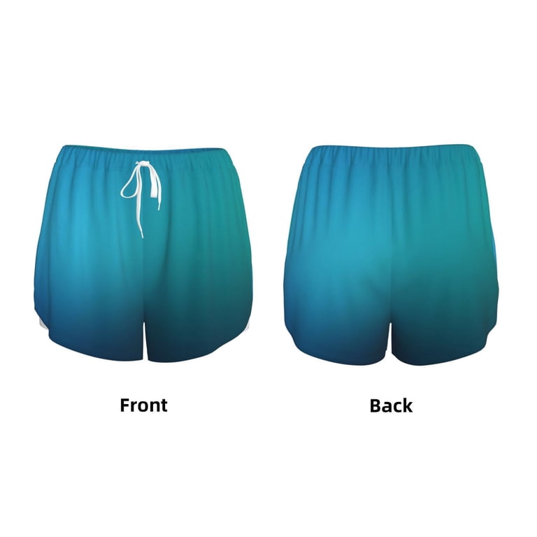 Goofa Blue to turquoise Printed Women 2 in 1 Running Shorts,Quick