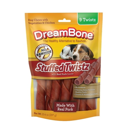 UPC: 0810833024575 | DreamBone Stuffed Twistz with Real Pork Rawhide-Free Dog Chews  10.4 Oz. (9 Count)