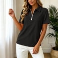 thumbnail image 6 of QGJZVUNL Women'S Short Sleeve Zip Up Tennis Top Casual Summer Business Tops Activewear Athletic Clothing Size 5XL, 6 of 7