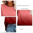 thumbnail image 3 of Camisa degradada para mujer, camiseta de verano holgada informal de manga corta con cuello redondo y bolsillo, 3 of 4
