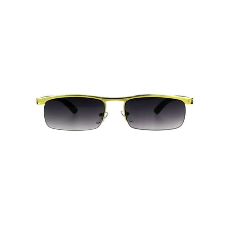 - Mens Narrow Yellow Gold Half Rim Flat Top Metal Rim Pimp Sunglasses Smoke Lens
