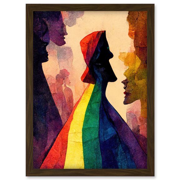 The Others Abstract LGBTQ Rainbow Figures Artwork Framed Wall Art Print A4