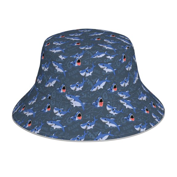 Balery Cartoon Shark Sun Hats for Men Women Bucket Hat UPF 50  Buckey Hat Boonie Hat Foldable UV Protection Hiking Beach Fishing Summer
