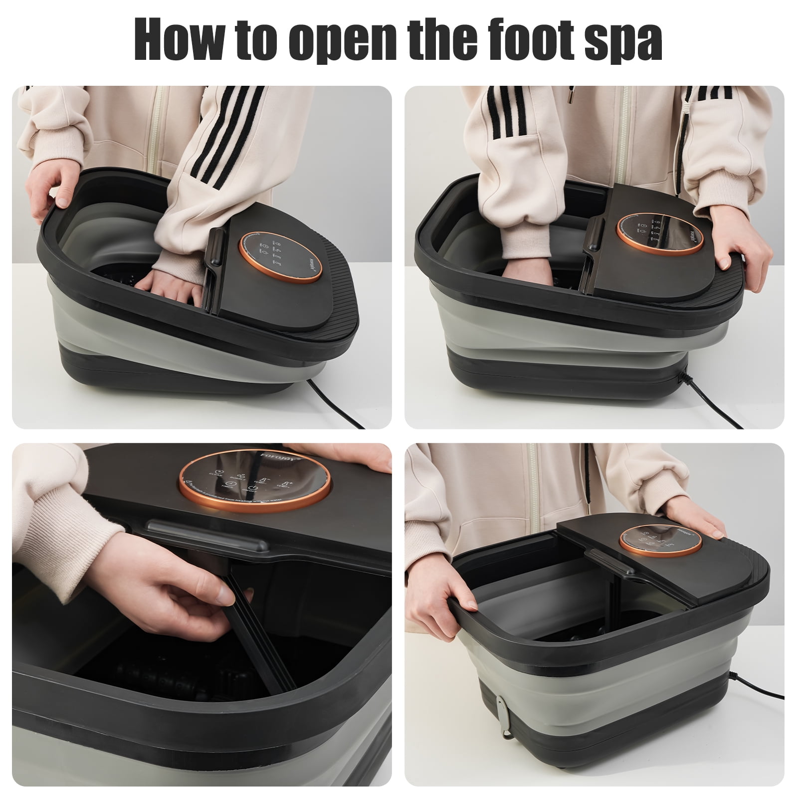 Collapsible Foot Spa with Heat and Massage Rollers,Bubbles, Temperature Control, Remote Control, Pedicure Foot Spa Kit